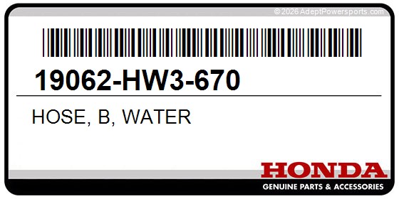 Honda 19062-HW3-670 Hose, B, Water