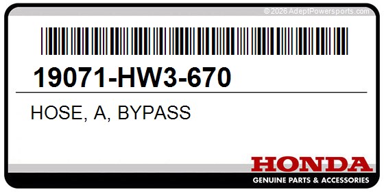 Honda 19071-HW3-670 Hose, A, Bypass