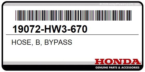 Honda 19072-HW3-670 Hose, B, Bypass