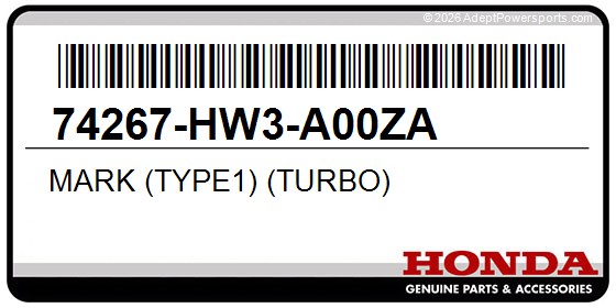 Honda 74267-HW3-A00ZA Mark (Type1) (Turbo)