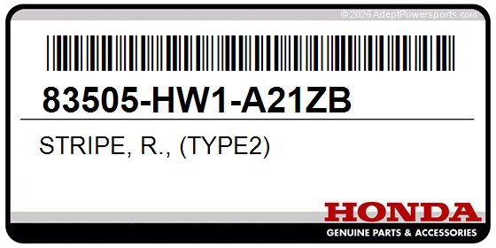 Honda 83505-HW1-A21ZB Stripe, R., (Type2)