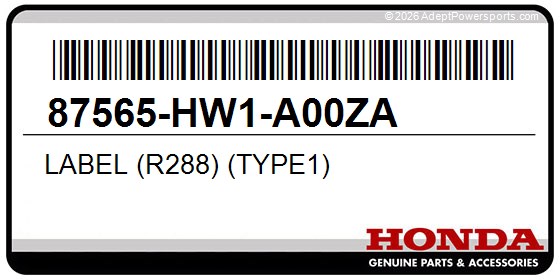 Honda 87565-HW1-A00ZA Label (R288) (Type1)