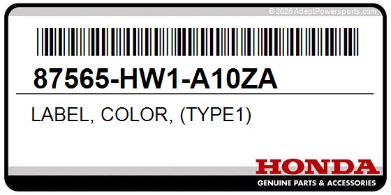 Honda 87565-HW1-A10ZA Label, Color, (Type1)