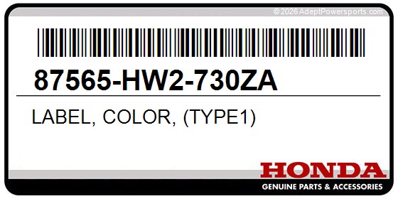 Honda 87565-HW2-730ZA Label, Color, (Type1)