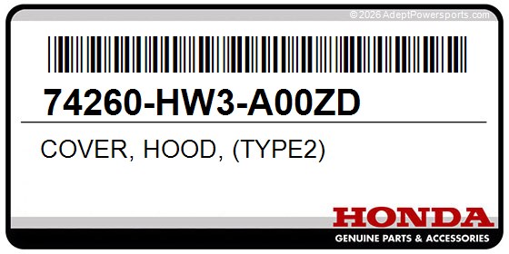 Honda 74260-HW3-A00ZD Cover, Hood, (Type2)