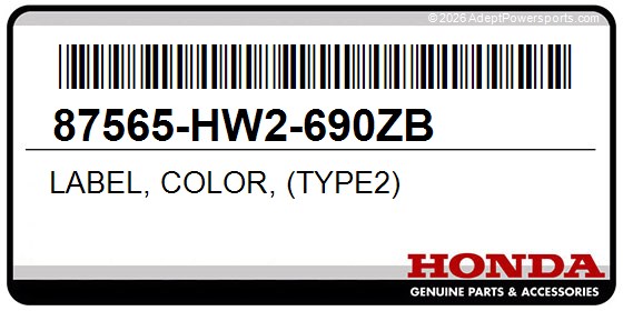 Honda 87565-HW2-690ZB Label, Color, (Type2)