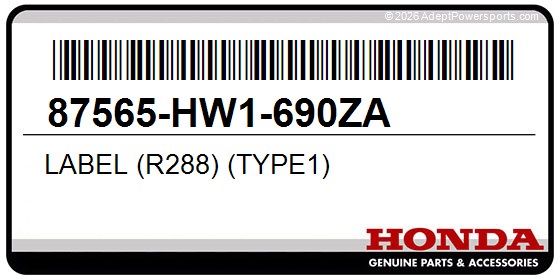 Honda 87565-HW1-690ZA Label (R288) (Type1)