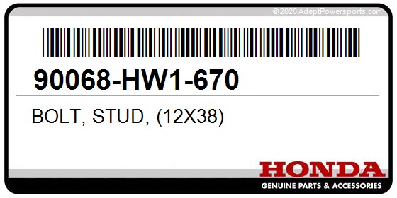 Honda 90068-HW1-670 Bolt, Stud, (12X38)