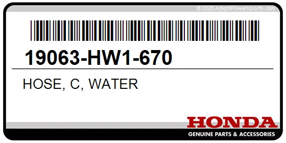 Honda 19063-HW1-670 Hose, C, Water