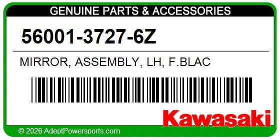 Kawasaki 56001-3727-6Z Mirror, Assembly, Lh, F.Blac