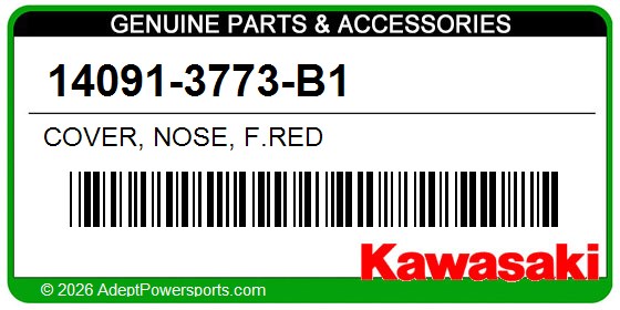 Kawasaki 14091-3773-B1 Cover, Nose, F.Red