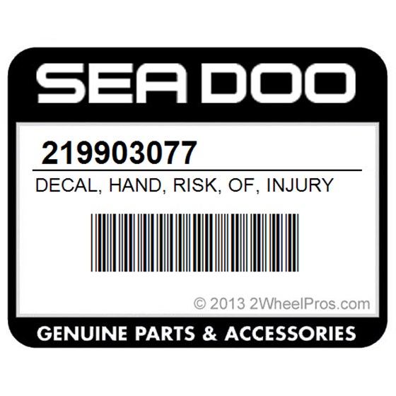 Sea-Doo 219903077 Decal, Hand, Risk, Of, Injury