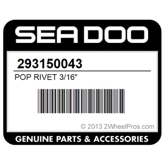 Sea-Doo 293150043 Pop Rivet 3/16"