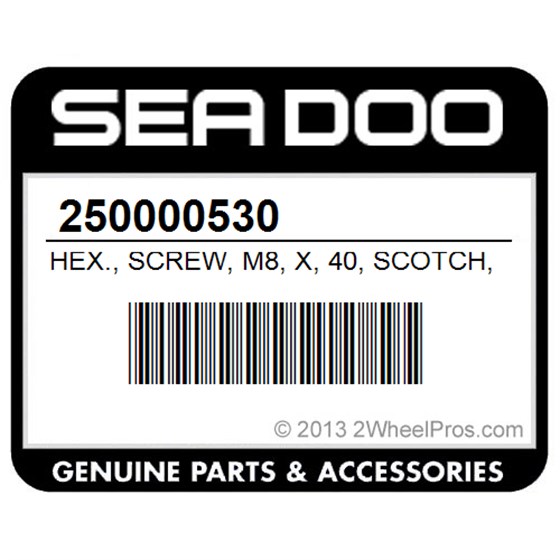 Sea-Doo 250000530 Hex., Screw, M8, X, 40, Scotch, Grip
