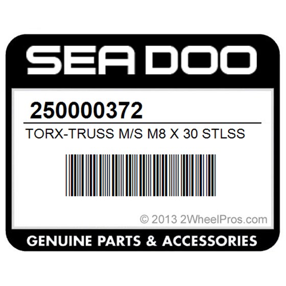 Sea-Doo 250000372 Torx-Truss M/S M8 X 30 Stlss