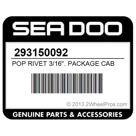 Sea-Doo 293150092 Pop Rivet 3/16". Package Cab