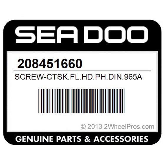 Sea-Doo 208451660 Screw-Ctsk.Fl.Hd.Ph.Din.965A-A2