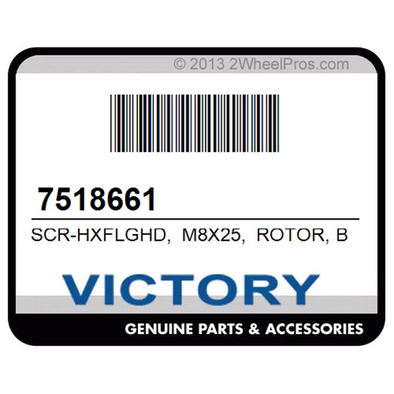 Victory 7518661 Scr-Hxflghd, M8x25, Rotor, Bolt
