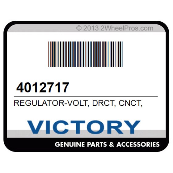 Victory 4012717 Regulator-Volt, Drct, Cnct, Blk