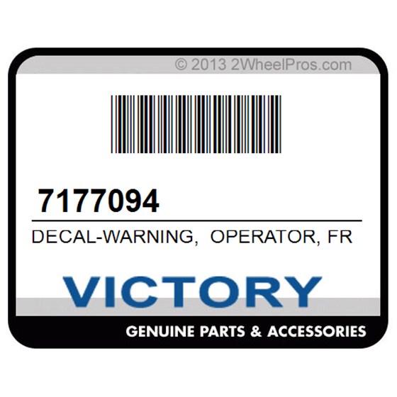 Victory 7177094 Decal-Warning, Operator, French