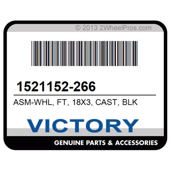 Victory 1521152-266 Asm-Whl, Ft, 18X3, Cast, Blk