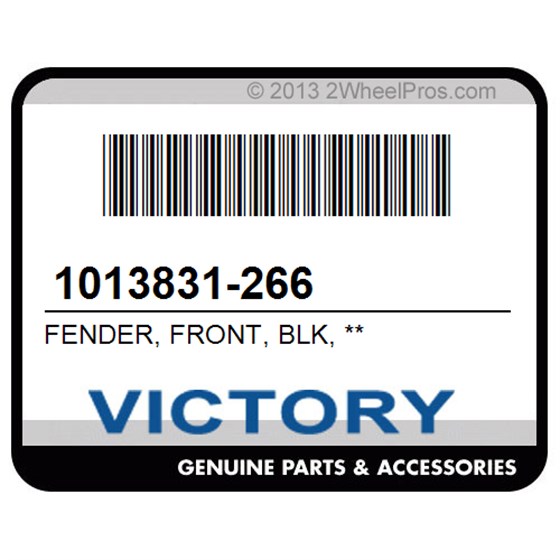 Victory 1013831-266 Fender, Front, Blk, **
