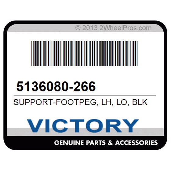 Victory 5136080-266 Support-Footpeg, Lh, Lo, Blk