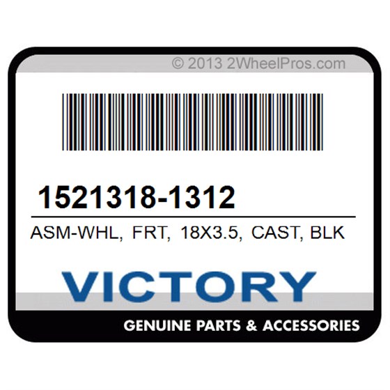 Victory 1521318-1312 Asm-Whl, Frt, 18X3.5, Cast, Blk/Rd