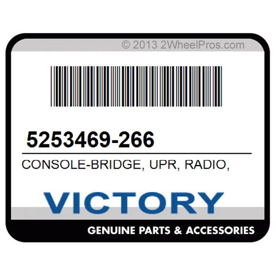 Victory 5253469-266 Console-Bridge, Upr, Radio, Blk