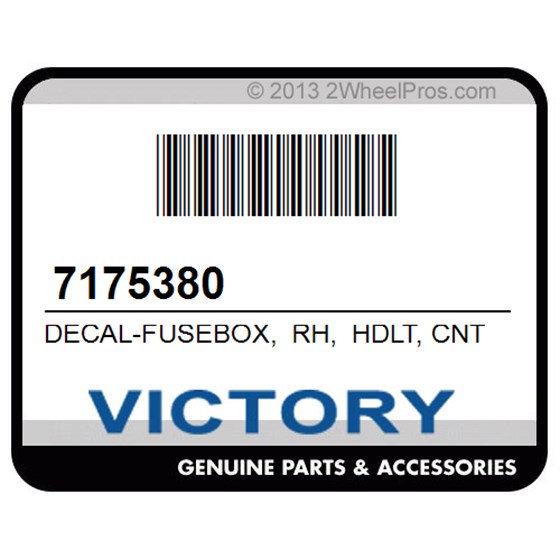 Victory 7175380 Decal-Fusebox, Rh, Hdlt, Cntrl