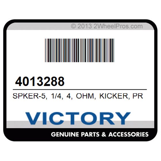 Victory 4013288 Spker-5, 1/4, 4, Ohm, Kicker, Prem