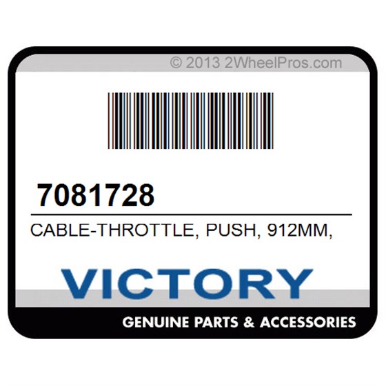 Victory 7081728 Cable-Throttle, Push, 912Mm, Blk