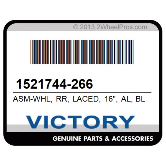 Victory 1521744-266 Asm-Whl, Rr, Laced, 16", Al, Blk