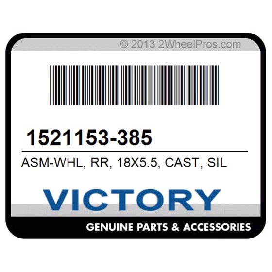 Victory 1521153-385 Asm-Whl, Rr, 18X5.5, Cast, Sil