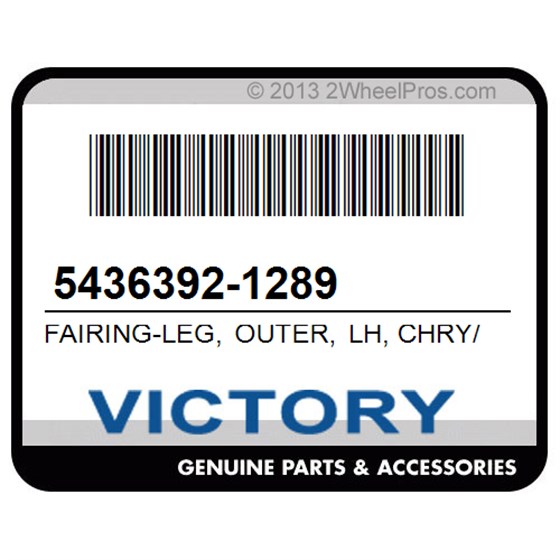 Victory 5436392-1289 Fairing-Leg, Outer, Lh, Chry/Sued