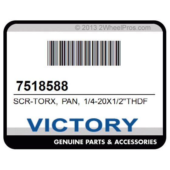 Victory 7518588 Scr-Torx, Pan, 1/4-20X1/2"Thdfrm