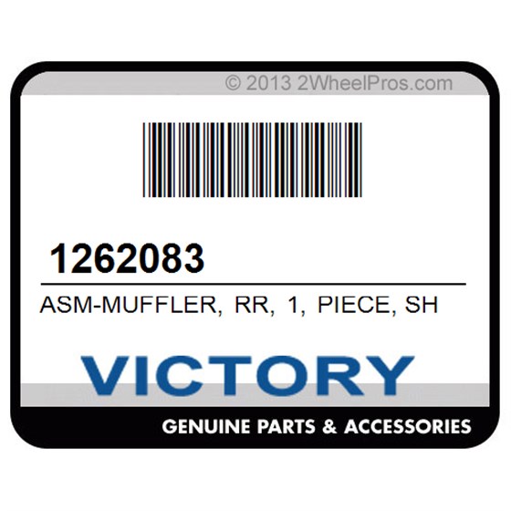 Victory 1262083 Asm-Muffler, Rr, 1, Piece, Shell