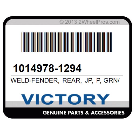 Victory 1014978-1294 Weld-Fender, Rear, Jp, P, Grn/Gfx