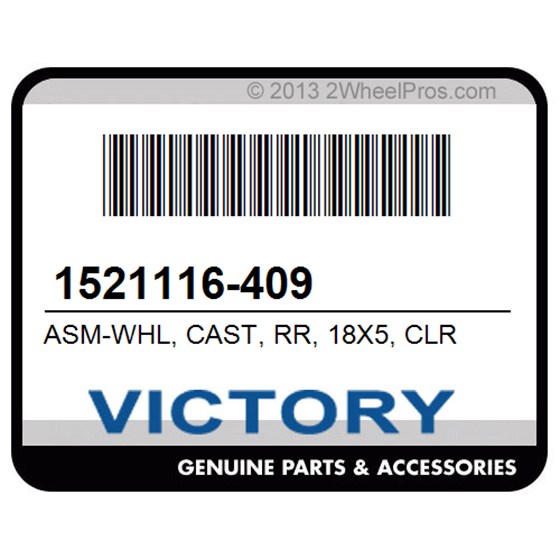 Victory 1521116-409 Asm-Whl, Cast, Rr, 18X5, Clr