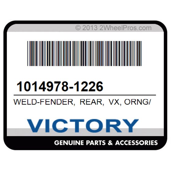 Victory 1014978-1226 Weld-Fender, Rear, Vx, Orng/X