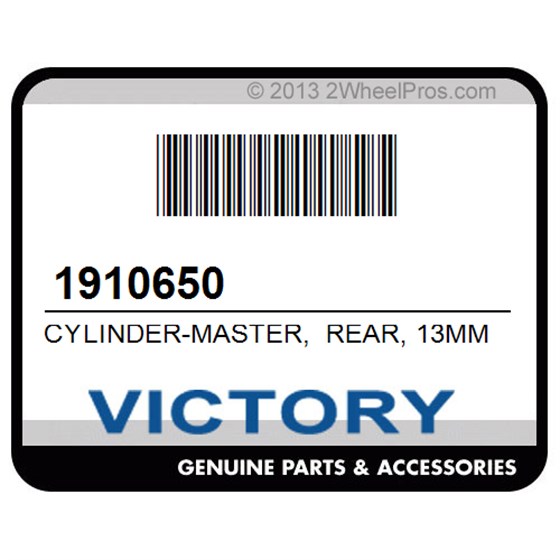 Victory 1910650 Cylinder-Master, Rear, 13Mm, Sil