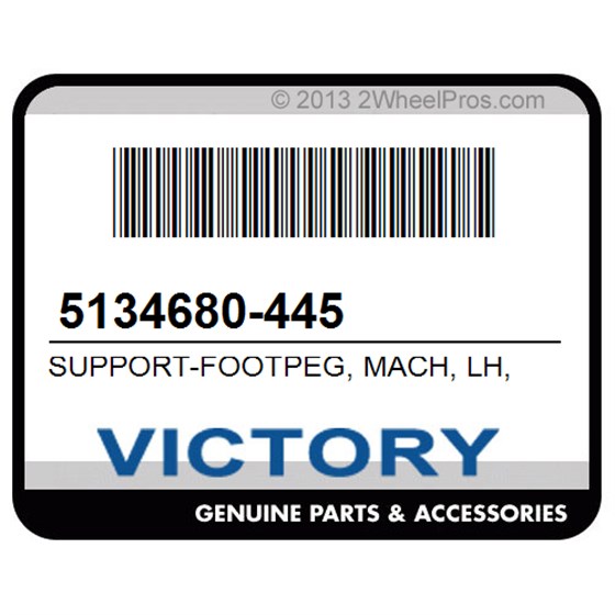 Victory 5134680-445 Support-Footpeg, Mach, Lh, Tslv