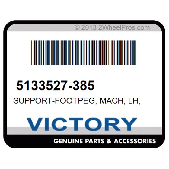 Victory 5133527-385 Support-Footpeg, Mach, Lh, Slv