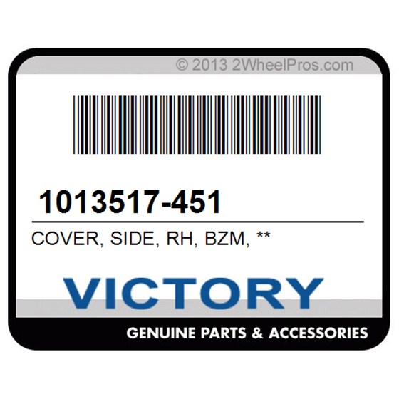 Victory 1013517-451 Cover, Side, Rh, Bzm, **