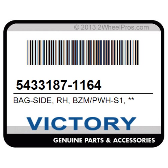 Victory 5433187-1164 Bag-Side, Rh, Bzm/Pwh-S1, **