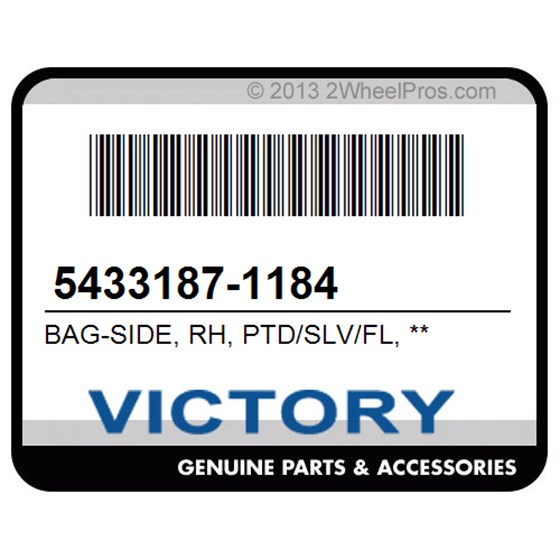 Victory 5433187-1184 Bag-Side, Rh, Ptd/Slv/Fl, **