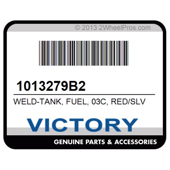 Victory 1013279B2 Weld-Tank, Fuel, 03C, Red/Slv