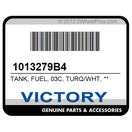 Victory 1013279B4 Tank, Fuel, 03C, Turq/Wht, **