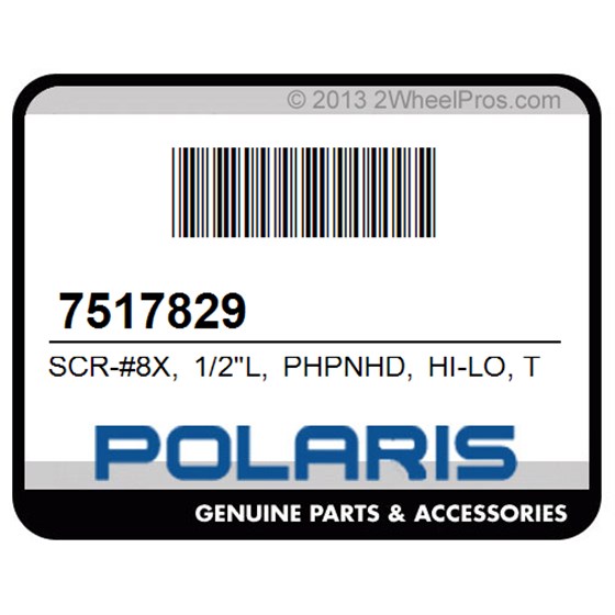 Polaris 7517829 Scr-#8X, 1/2"L, Phpnhd, Hi-Lo, Thd