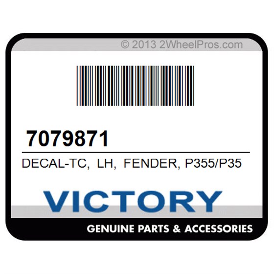 Victory 7079871 Decal-Tc, Lh, Fender, P355/P352